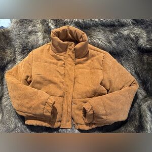 Women's Corduroy Puffer Jacket - Tan